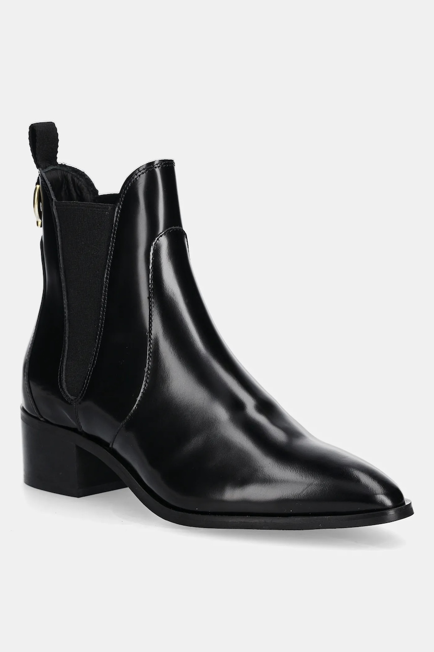 Gant ghete chelsea de piele St Broomly culoarea negru, cu toc drept, 31551095