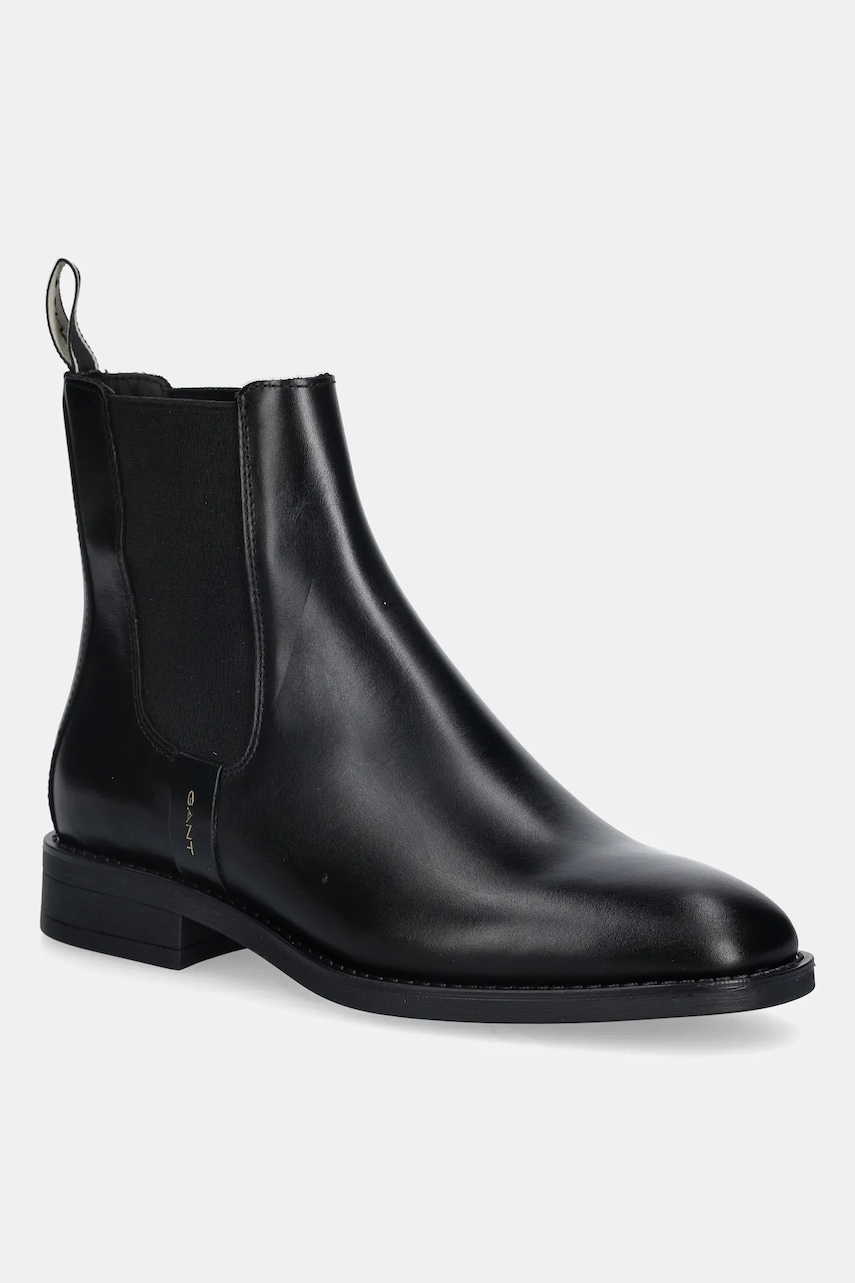 Gant ghete chelsea de piele Fayy culoarea negru, cu toc plat, 31551128