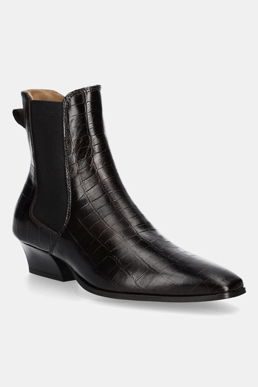 Gant ghete chelsea de piele Bassotte culoarea maro, cu toc drept, 31551148 Gant ghete chelsea de piele Bassotte culoarea maro, cu toc drept, 31551148