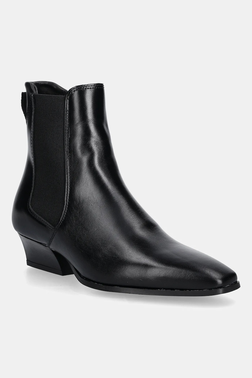 Gant ghete chelsea de piele Bassotte culoarea negru, cu toc drept, 31551149