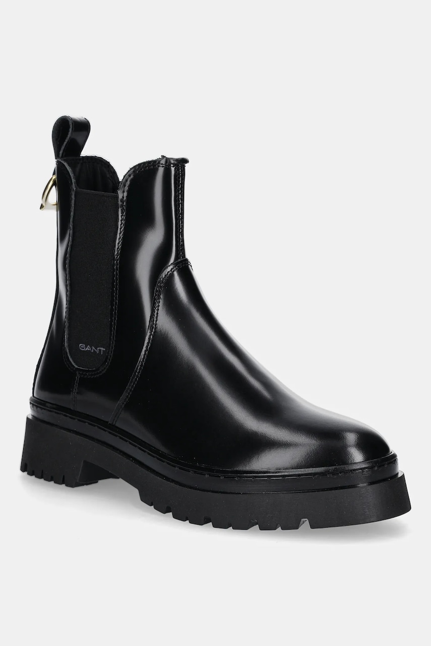 Gant ghete chelsea de piele Aligrey culoarea negru, cu toc plat, 31551158
