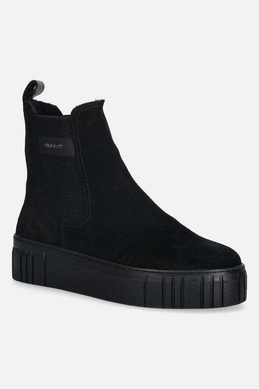 Gant botine din piele întoarsă Snowmont culoarea negru, cu platforma, izolat, 31553098