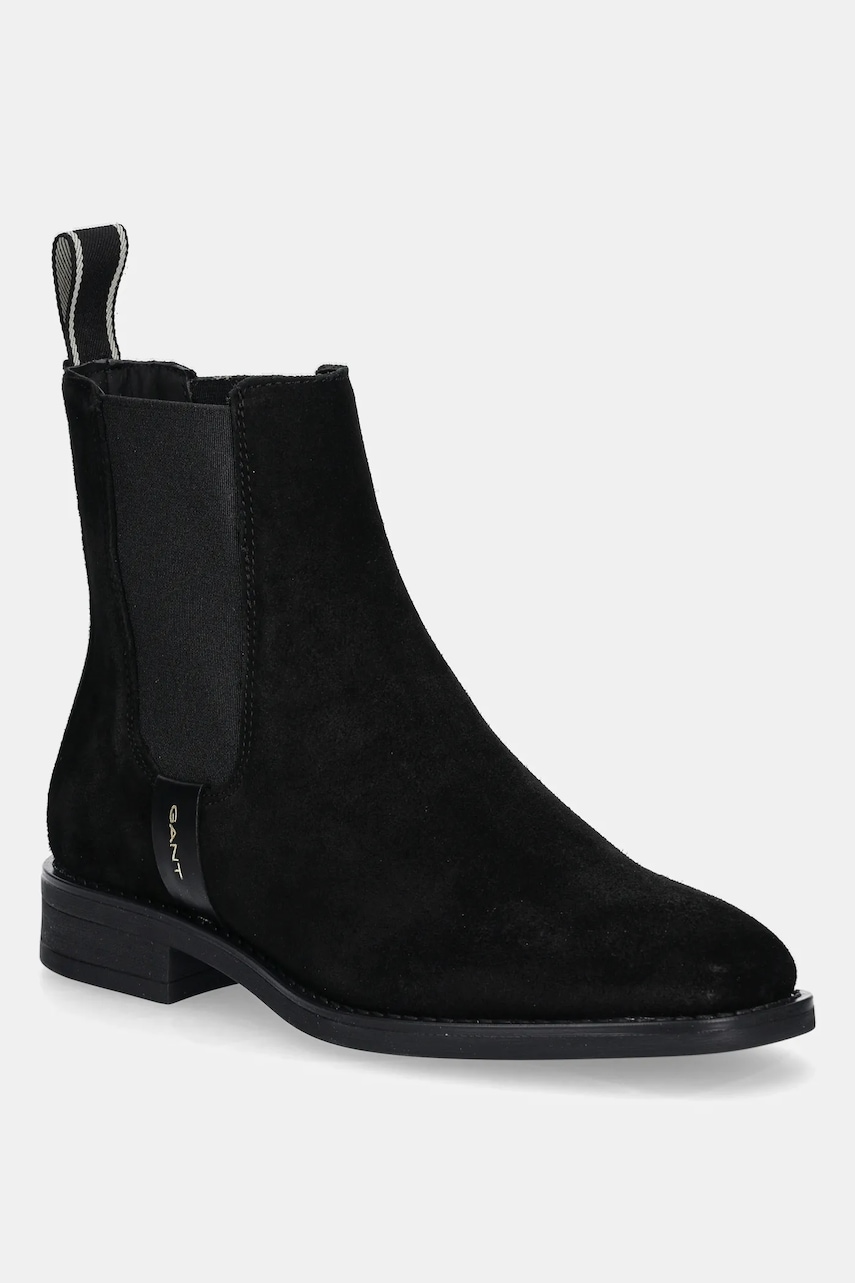 Gant botine din piele intoarsa Fayy culoarea negru, cu toc plat, 31553127