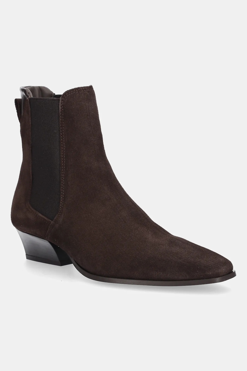 Gant botine din piele întoarsă Bassotte culoarea maro, cu toc drept, 31553150