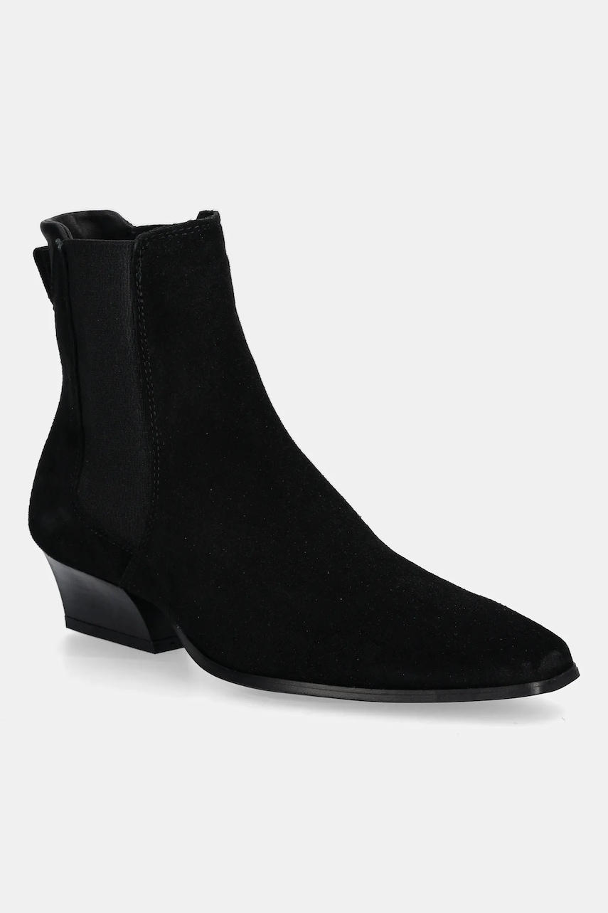 Gant botine din piele întoarsă Bassotte culoarea negru, cu toc drept, 31553150