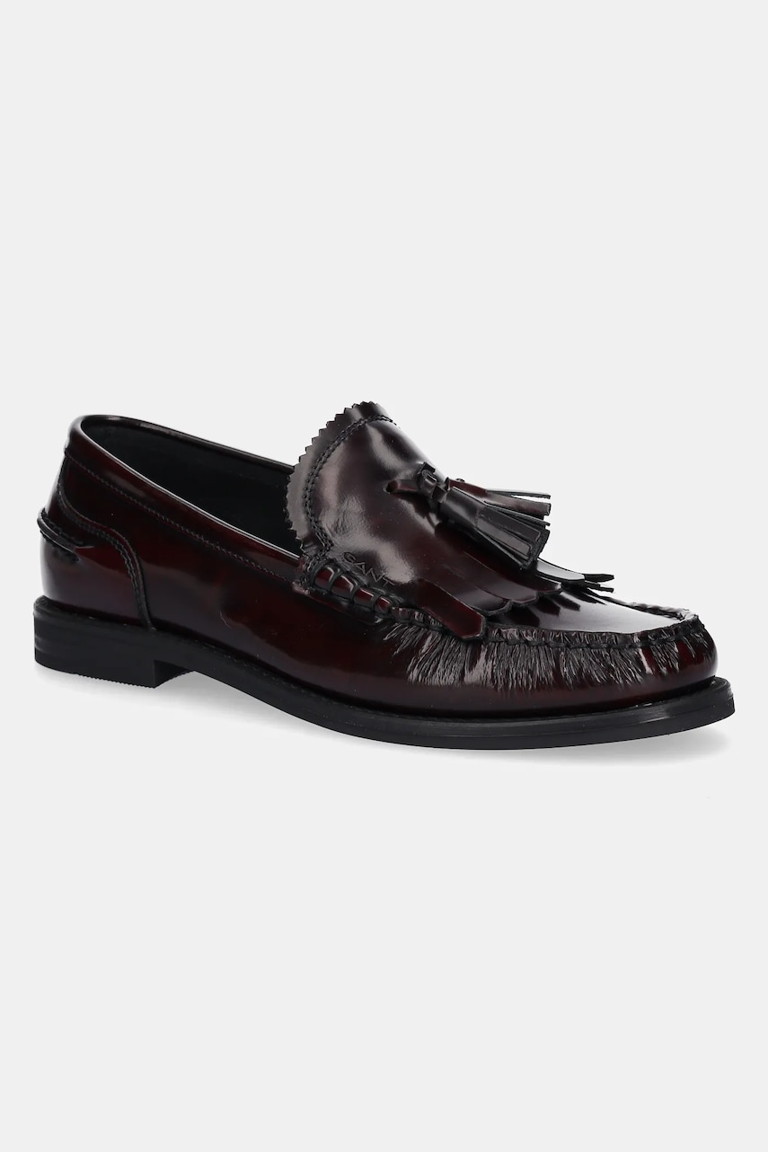 Gant mocasini de piele Gracelyn culoarea bordo, cu toc plat, 31571062 Gant mocasini de piele Gracelyn culoarea bordo, cu toc plat, 31571062