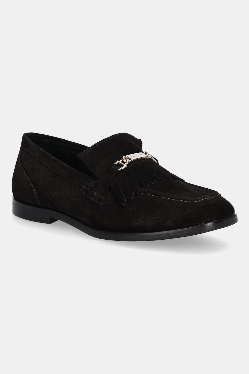 Gant mocasini din piele întoarsă Gimble culoarea maro, cu toc plat, 31573124