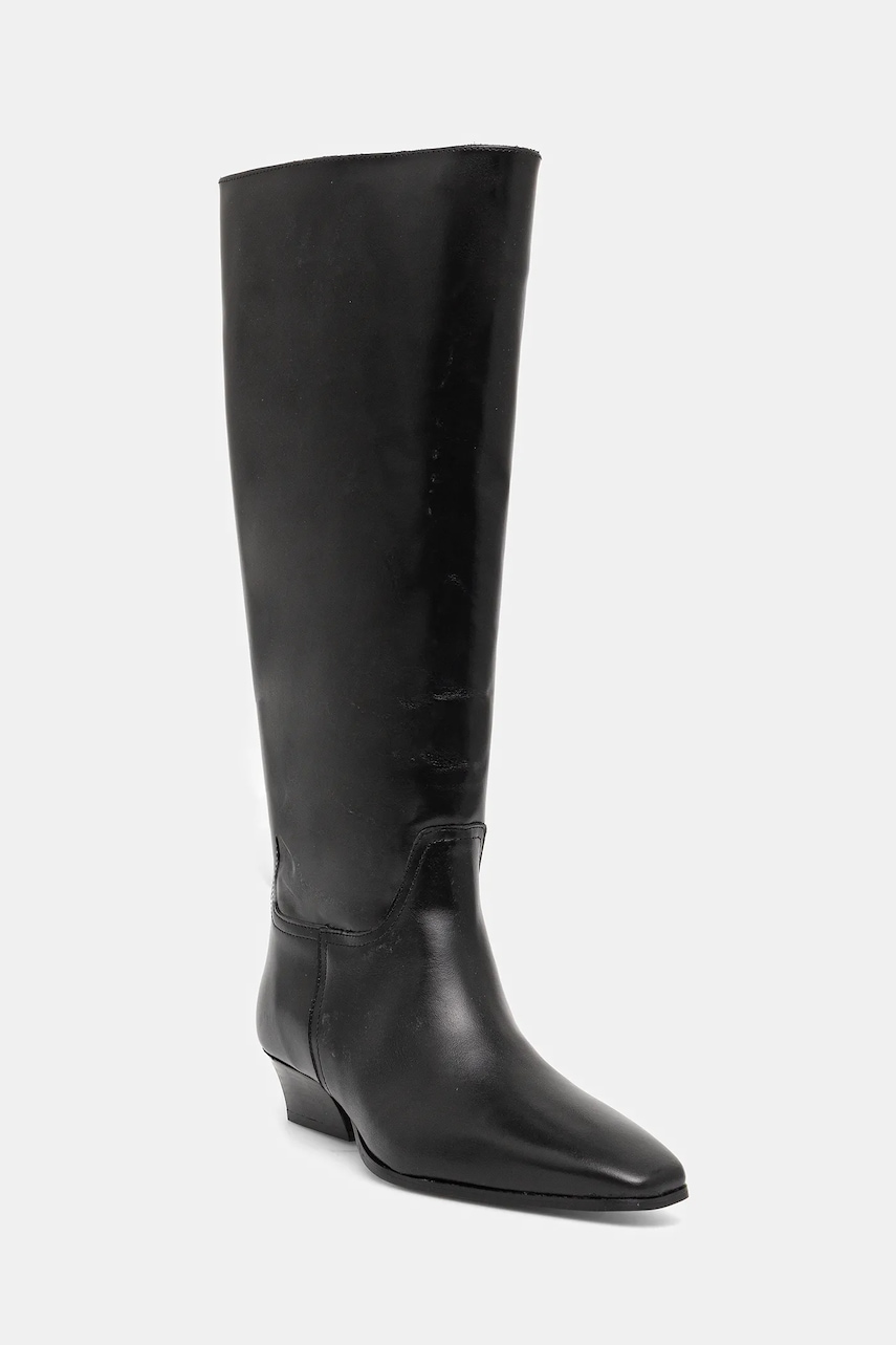 Gant ghete de piele Bassotte culoarea negru, cu toc drept, 31581076