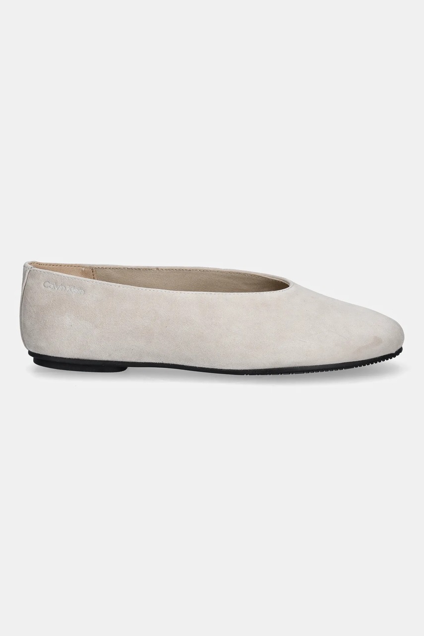 Замшевые балетки Calvin Klein BALLERINA ROUND HW SUE цвет бежевый HW0HW02565 Замшевые балетки Calvin Klein BALLERINA ROUND HW SUE цвет бежевый HW0HW02565