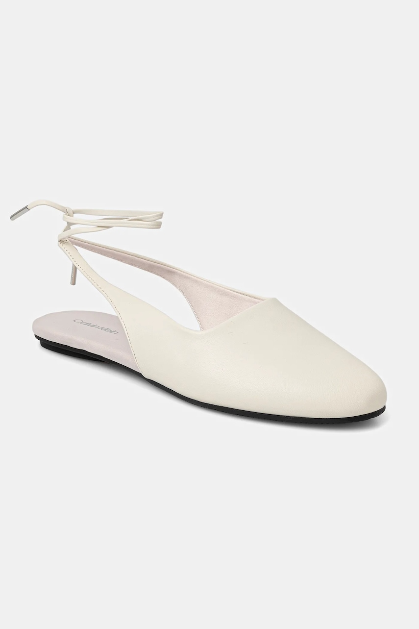 Кожаные балетки Calvin Klein BALLERINA SLING BACK LTH цвет бежевый HW0HW02655 Кожаные балетки Calvin Klein BALLERINA SLING BACK LTH цвет бежевый HW0HW02655
