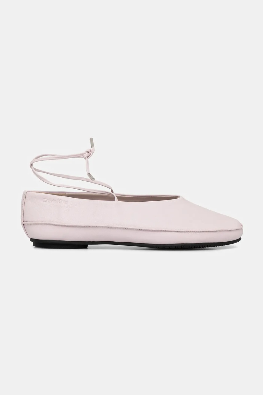 Кожаные балетки Calvin Klein BALLERINA MARY JANE STRAP LTH цвет розовый  HW0HW02656