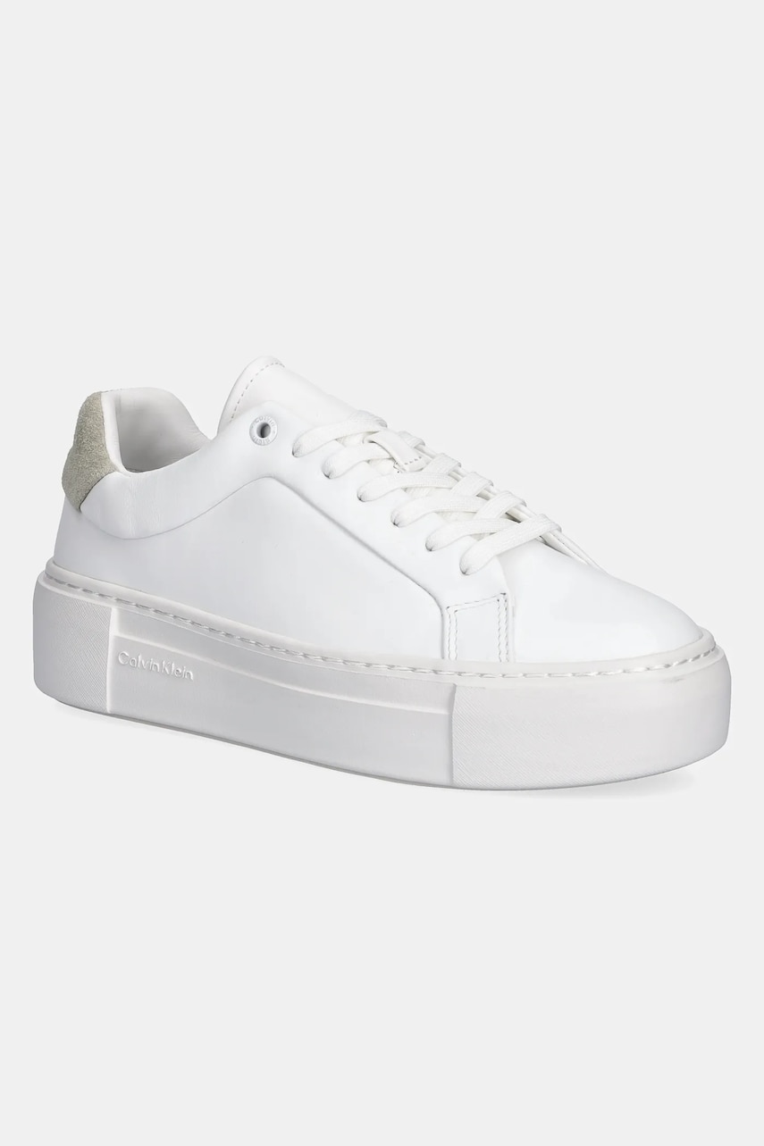 Levně Tenisky Calvin Klein FF CUPSOLE LACE UP LTH dámské, bílá barva, HW0HW02570