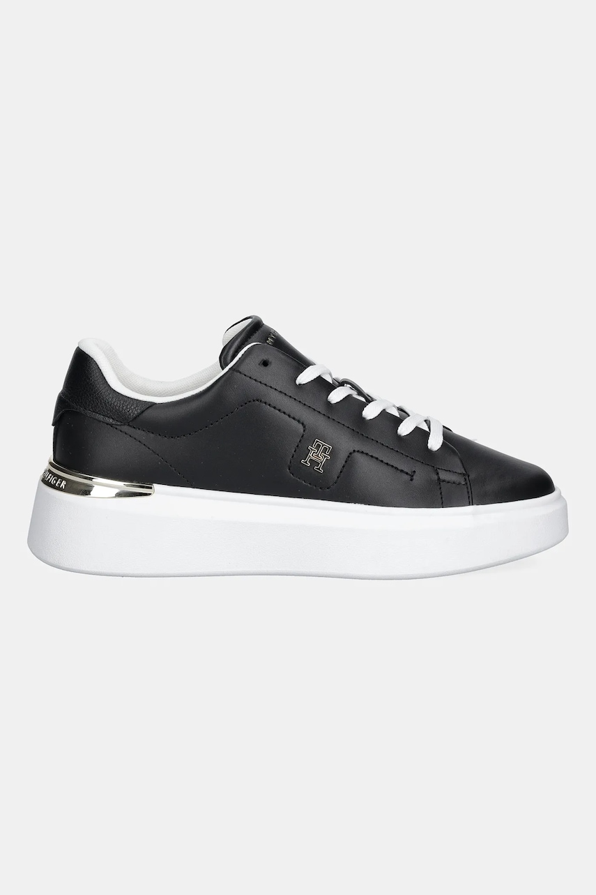 Кожаные кроссовки Tommy Hilfiger TH FASHION COURT SNEAKER цвет чёрный FW0FW08631 Кожаные кроссовки Tommy Hilfiger TH FASHION COURT SNEAKER цвет чёрный FW0FW08631