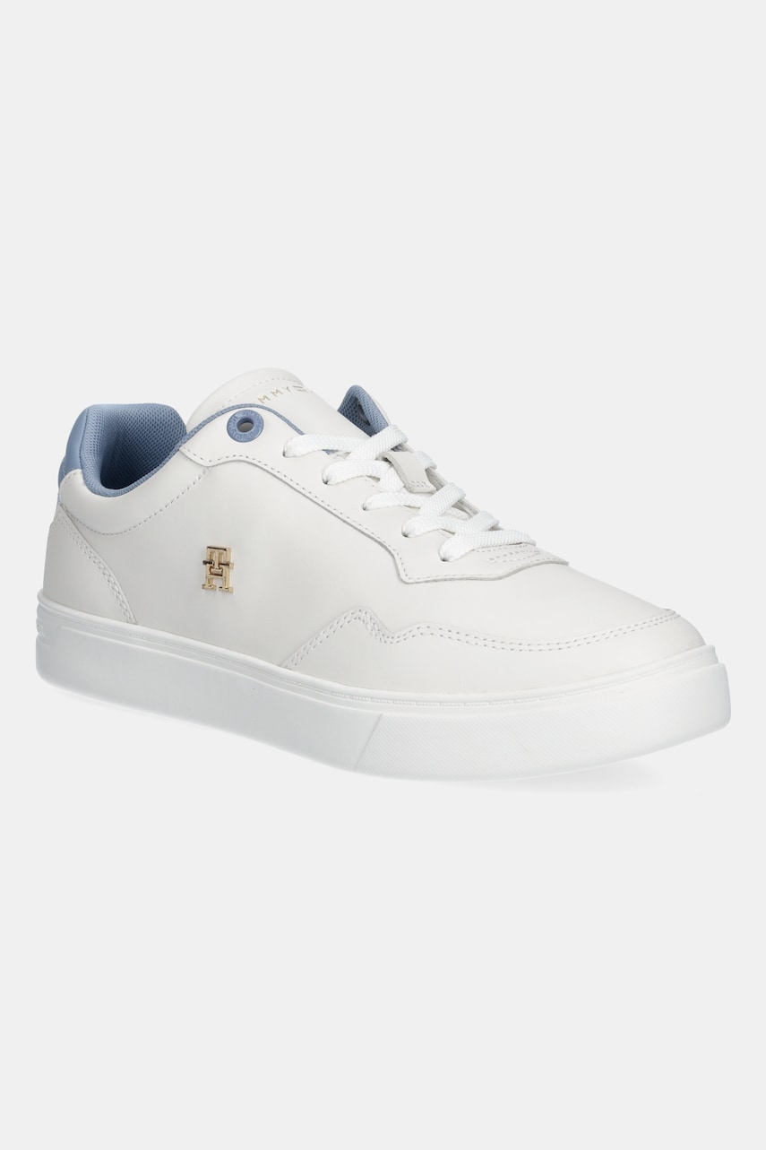 Levně Kožené tenisky Tommy Hilfiger ESSENTIAL ELEVATED COURT SNEAKER dámské, bílá barva, FW0FW08680