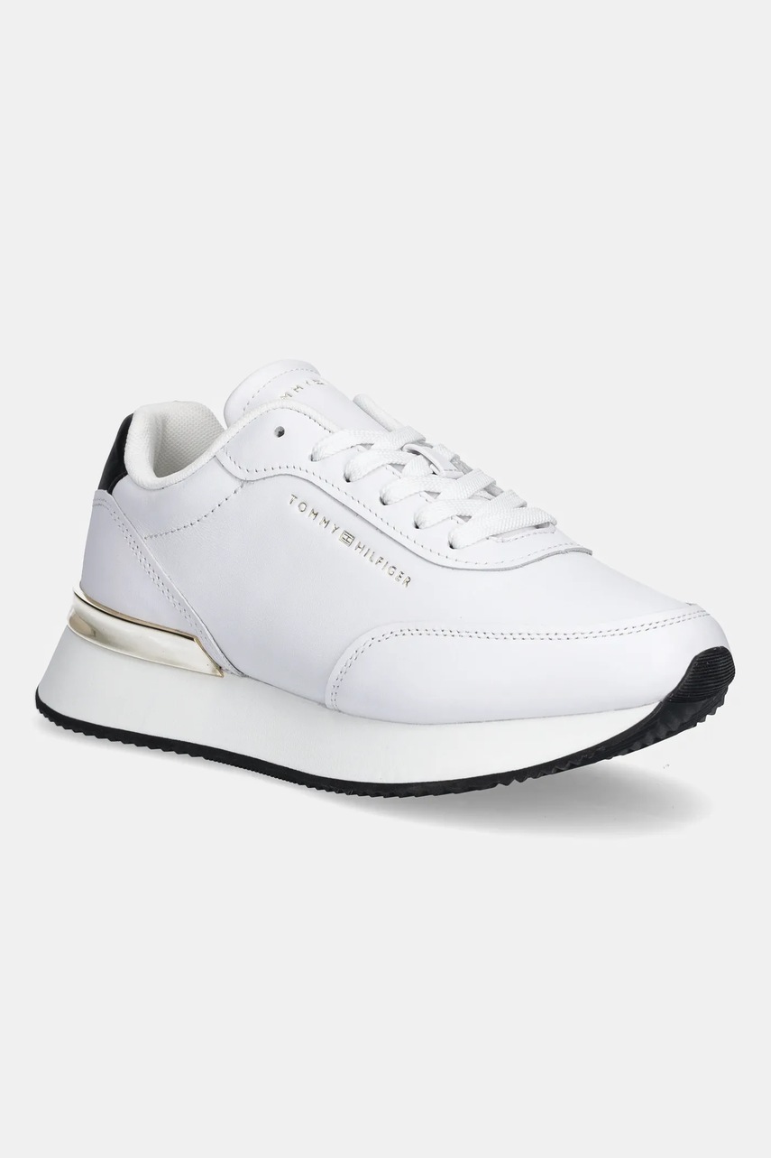 Levně Kožené tenisky Tommy Hilfiger CHIC FASHION RUNNER dámské, bílá barva, FW0FW08695