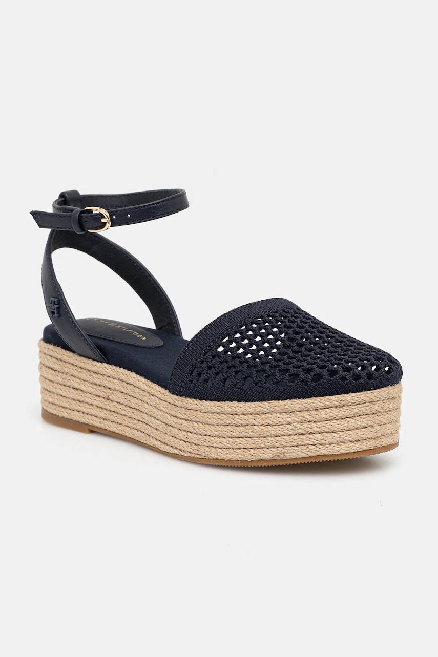 Levně Espadrilky Tommy Hilfiger KNIT MESH ESPADRILLE PLATFORM tmavomodrá barva, na platformě, FW0FW08743