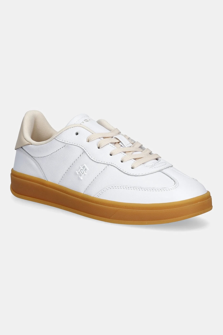 Levně Kožené tenisky Tommy Hilfiger TH PREMIUM HERITAGE SNEAKER dámské, bílá barva, FW0FW08755