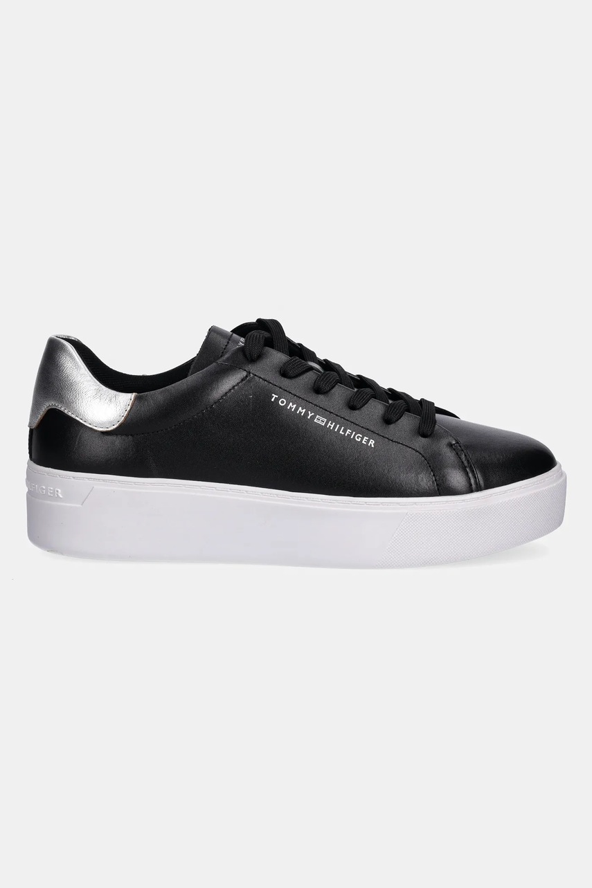 Кожаные кроссовки Tommy Hilfiger ESSENTIAL PLATFORM COURT SNEAKER цвет чёрный FW0FW08756
