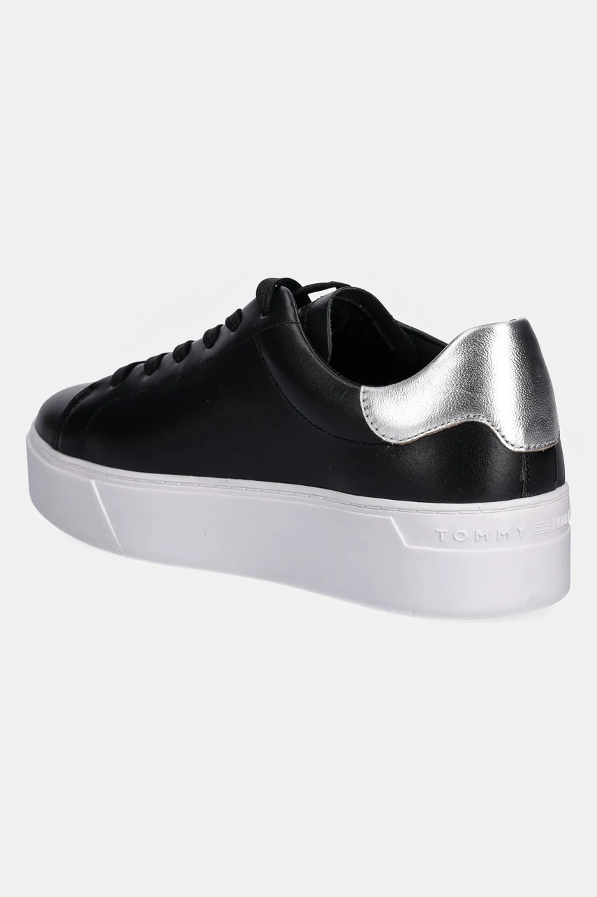 Δερμάτινα αθλητικά παπούτσια Tommy Hilfiger ESSENTIAL PLATFORM COURT SNEAKER χρώμα: μαύρο, FW0FW08756 φωτογραφία