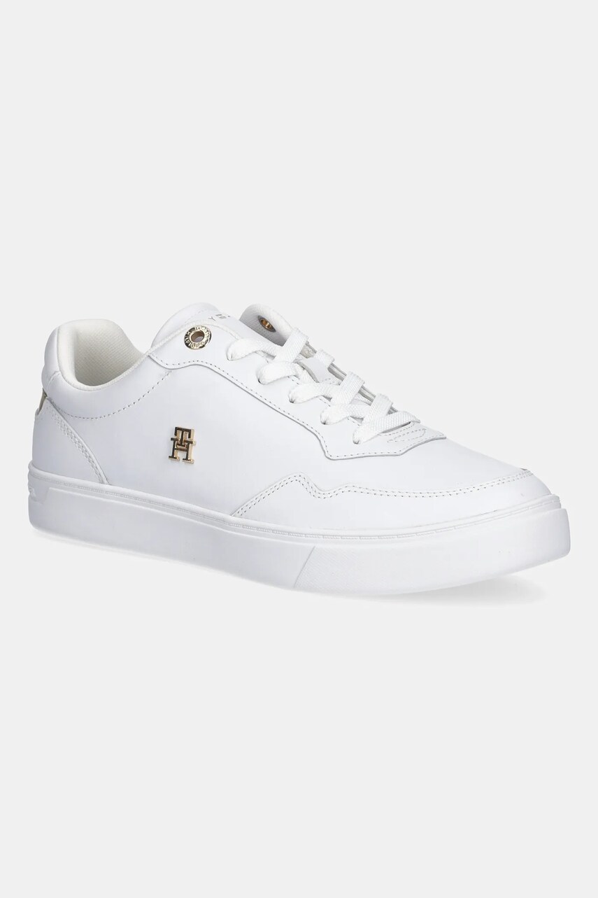 Levně Kožené tenisky Tommy Hilfiger ESSENTIAL ELEVATED COURT SNEAKER dámské, bílá barva, FW0FW08758