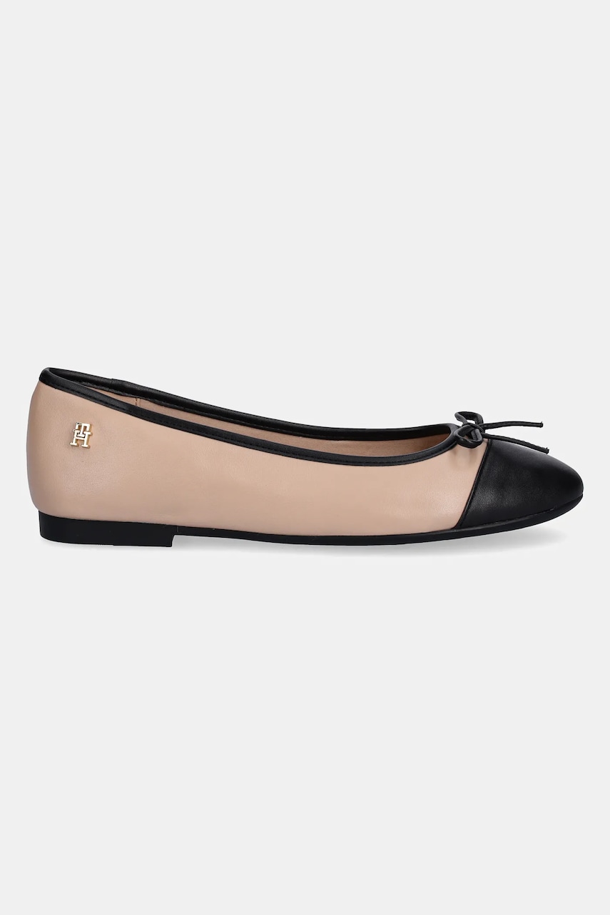 Кожаные балетки Tommy Hilfiger TOE CAP LEATHER BALLERINA цвет бежевый FW0FW08759 Кожаные балетки Tommy Hilfiger TOE CAP LEATHER BALLERINA цвет бежевый FW0FW08759