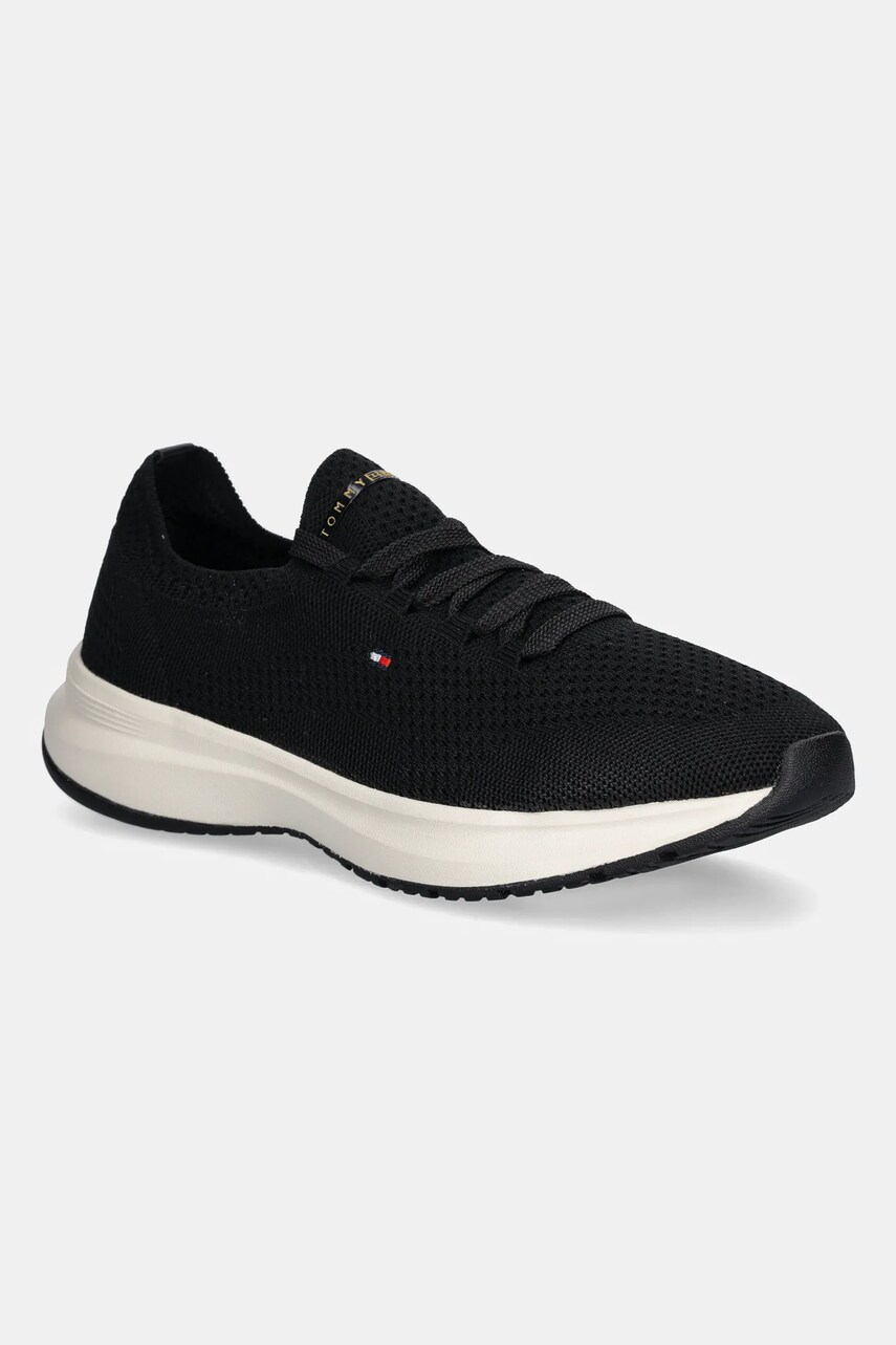 Levně Tenisky Tommy Hilfiger TH KNIT RUNNER dámské, černá barva, FW0FW08813