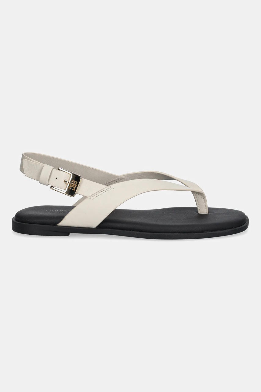 Кожаные сандалии Tommy Hilfiger COLOR BLOCK THONG FLAT SANDAL цвет бежевый FW0FW08883