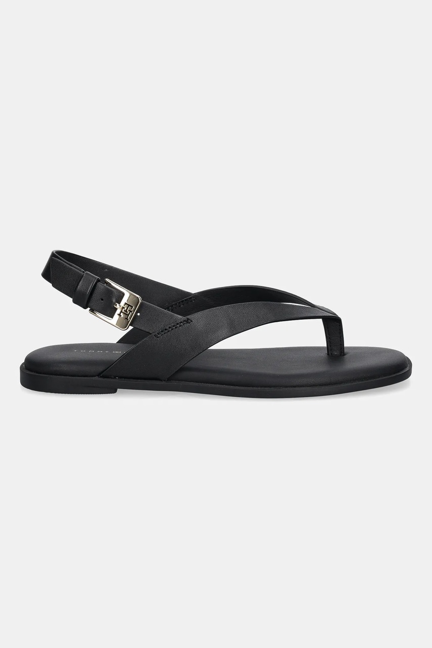 Кожаные сандалии Tommy Hilfiger COLOR BLOCK THONG FLAT SANDAL цвет чёрный FW0FW08883