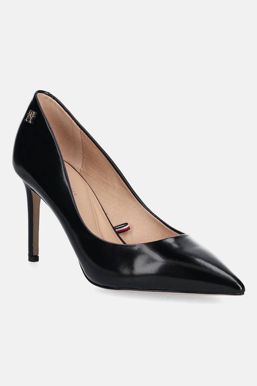 Levně Kožené lodičky Tommy Hilfiger CLOSED PUMP ABRASIVATO černá barva, FW0FW08969