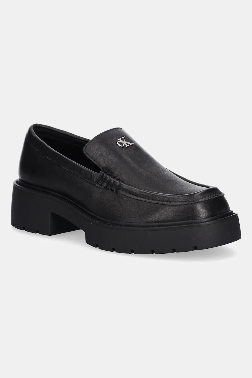 Mokasíny Calvin Klein Jeans COMBAT LOAFER HW LTH dámské, černá barva, na platformě, YW0YW01862