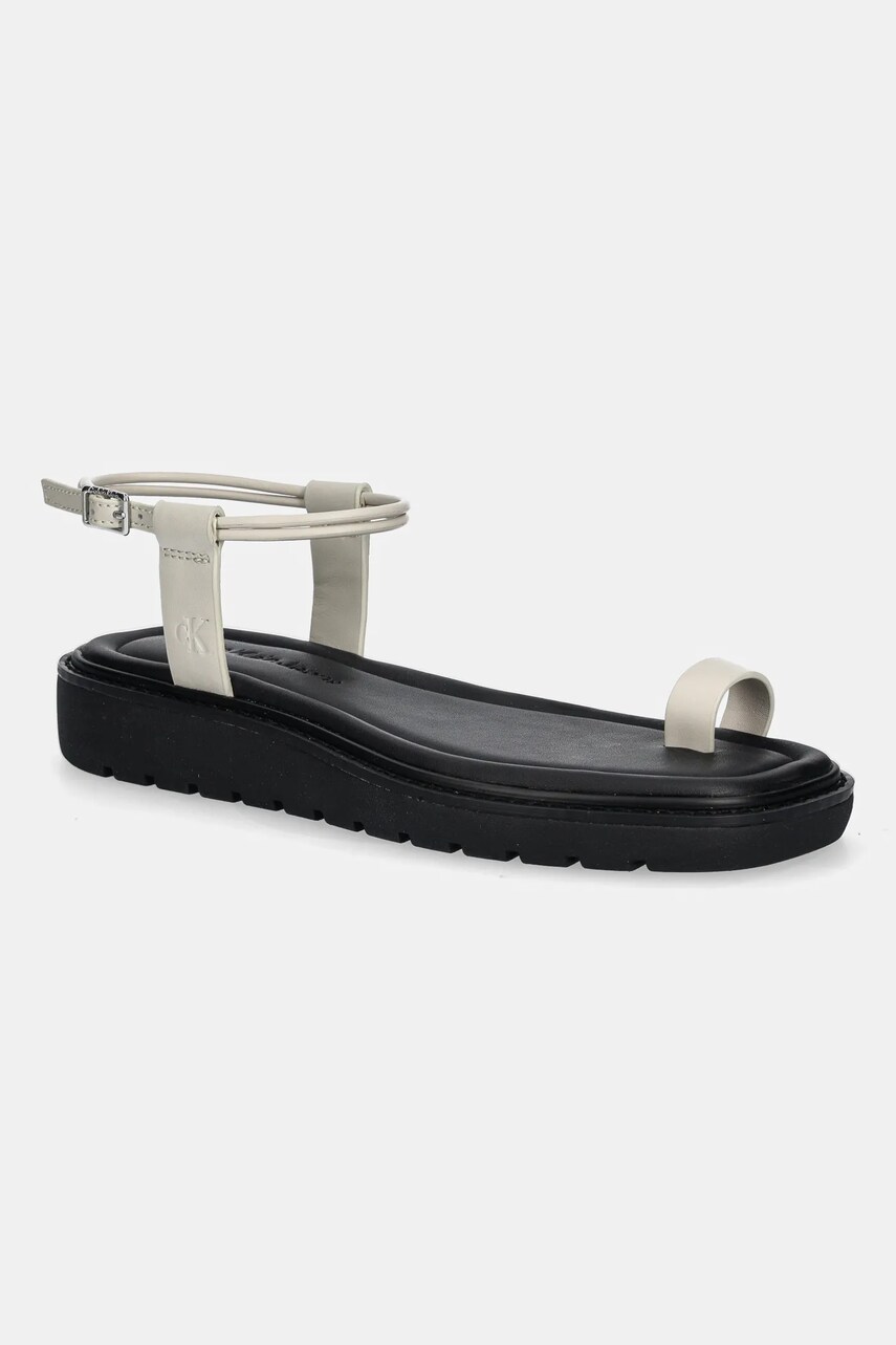 Levně Sandály Calvin Klein Jeans ROPE TOE POST SANDAL LTH MG dámské, béžová barva, YW0YW01893