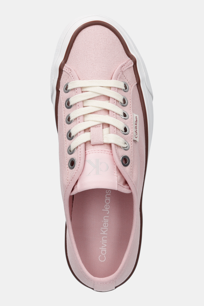 Πάνινα παπούτσια Calvin Klein Jeans VULC FLATFORM CTN LOGO TAG χρώμα: ροζ, YW0YW01838 φωτογραφία