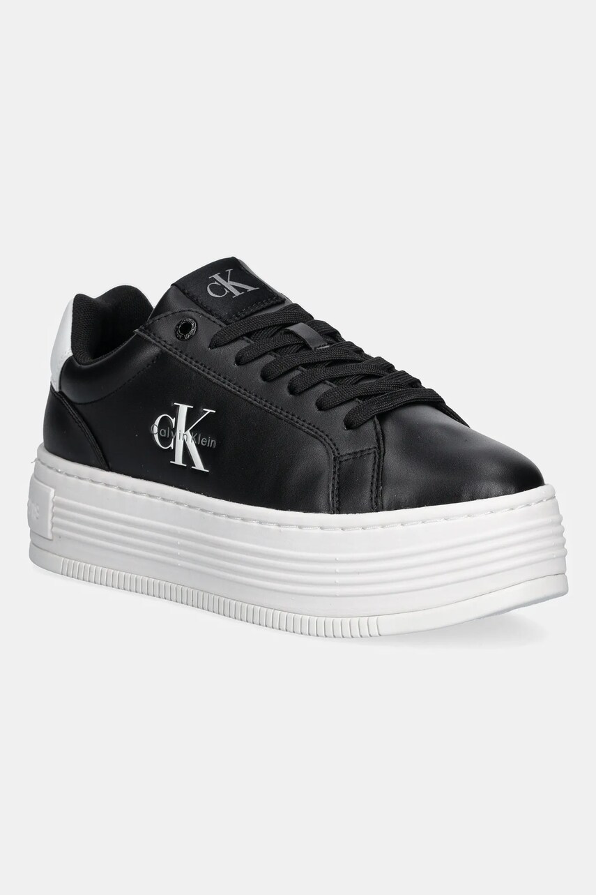 Levně Tenisky Calvin Klein Jeans BOLD FLATF LOW LACE LTH dámské, černá barva, YW0YW01878