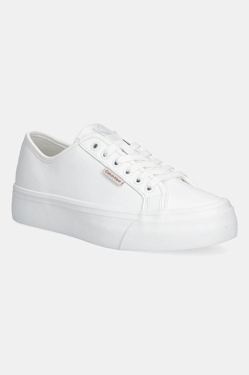 Levně Tenisky Calvin Klein Jeans VULC FLATFORM LTH dámské, bílá barva, YW0YW01886