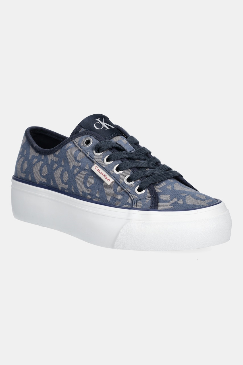 Levně Tenisky Calvin Klein Jeans VULC FLATF JACQUARD AOP dámské, tmavomodrá barva, YW0YW01965