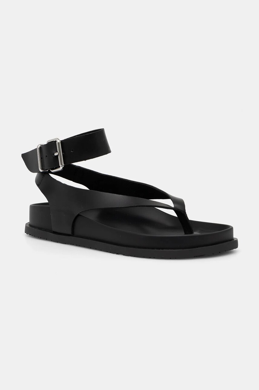 Tommy Jeans sandale de piele TJW ANKLE STRAP SANDAL culoarea negru, EN0EN02873