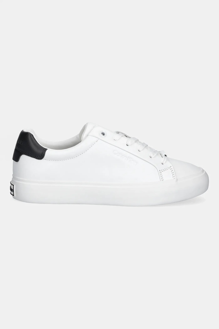 Кожаные кроссовки Calvin Klein LACE-UP SNEAKER LTH CK цвет белый HW0HW02673