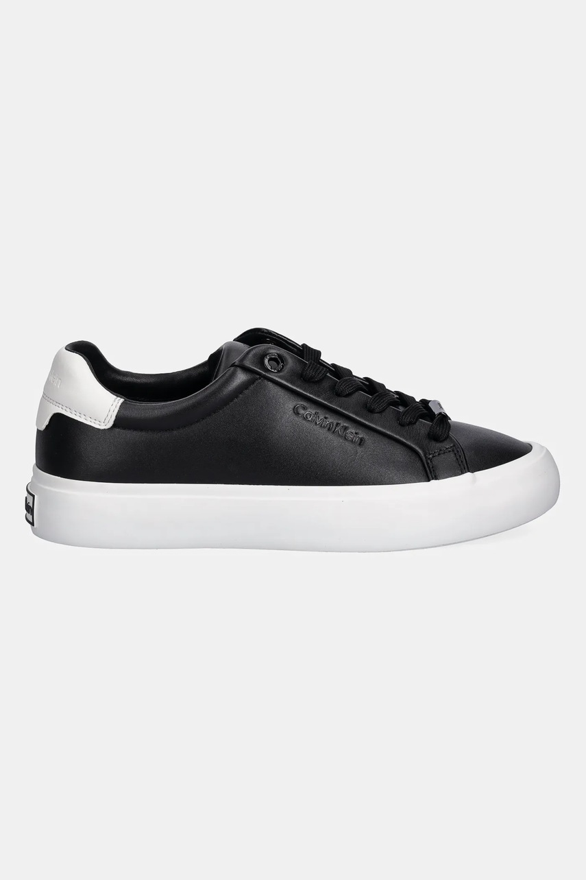 Кожаные кроссовки Calvin Klein LACE-UP SNEAKER LTH CK цвет чёрный HW0HW02673