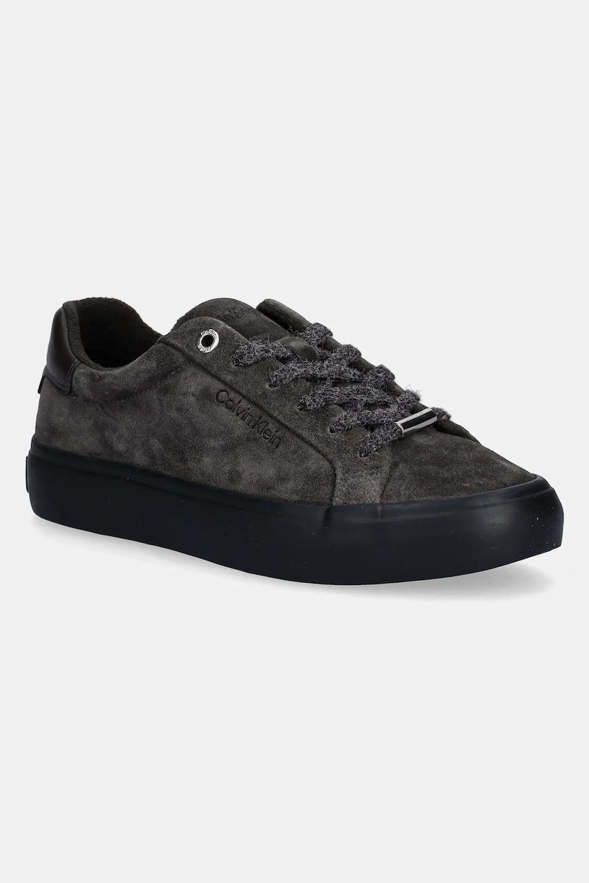 Levně Semišové tenisky Calvin Klein LACE-UP SNEAKER SUEDE/WL CK dámské, zelená barva, HW0HW02679