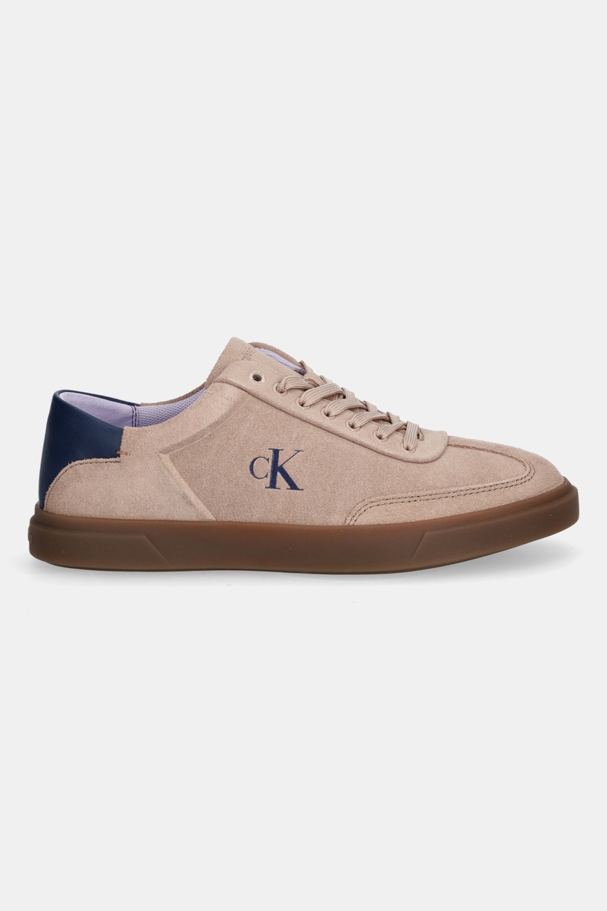Кожаные кроссовки Calvin Klein LOW PRO CUPS LACE UP цвет бежевый HW0HW02683