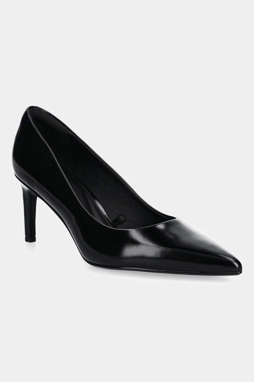Levně Kožené lodičky Calvin Klein ESS STILETTO 70 SHINY LTH černá barva, HW0HW02828