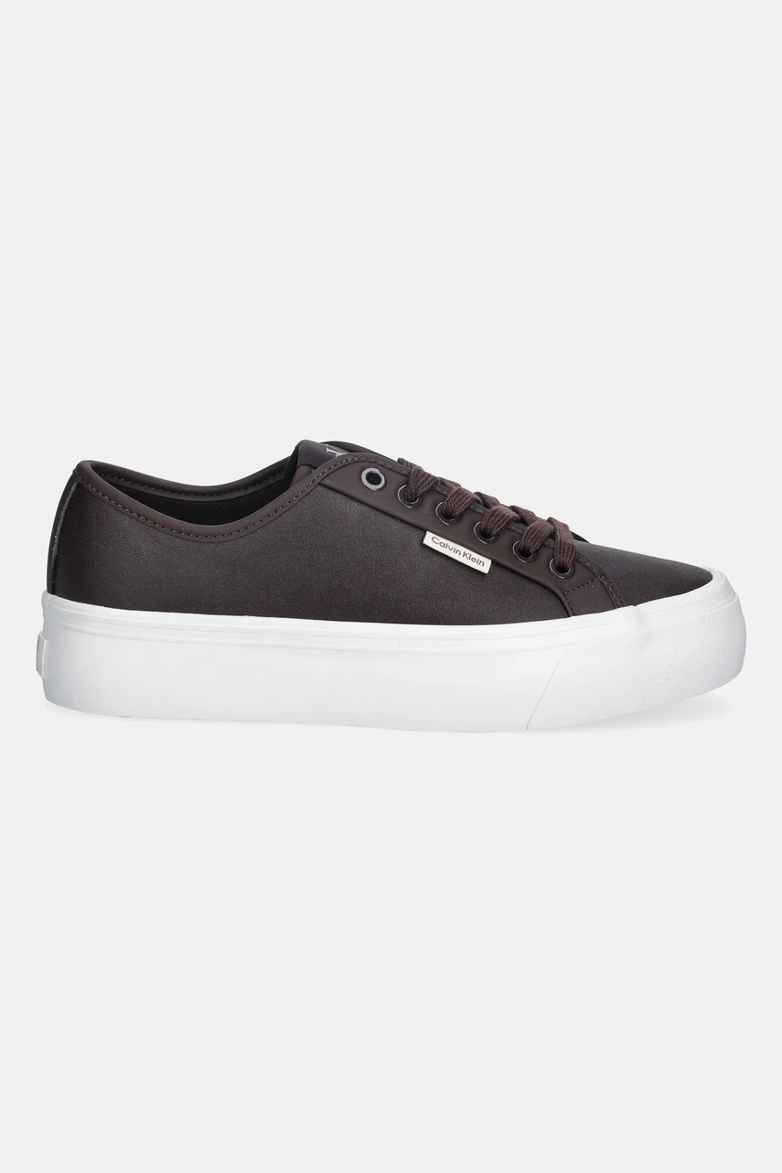 Кроссовки Calvin Klein VULC FLATF LACE UP LTH CK цвет коричневый YW0YW01932