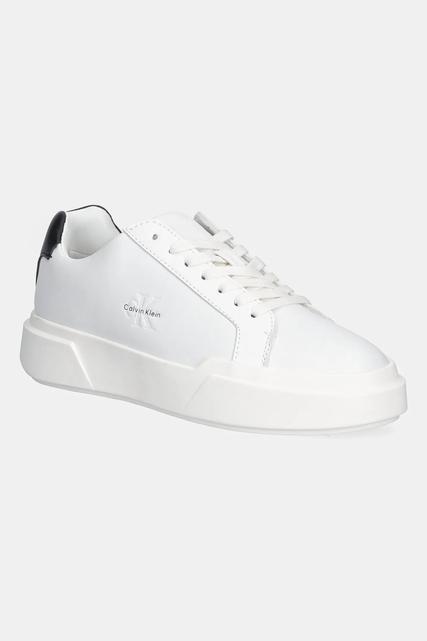Levně Kožené tenisky Calvin Klein CHUNKY CUPSOLE LACEUP LTH dámské, bílá barva, YW0YW01947