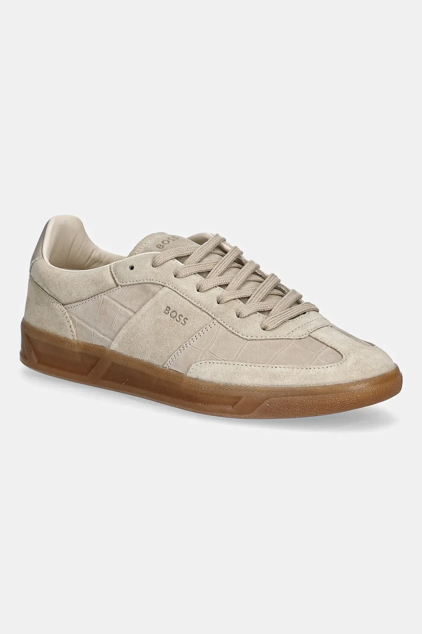 BOSS sneakers din piele întoarsă Brenta culoarea bej, 50547825