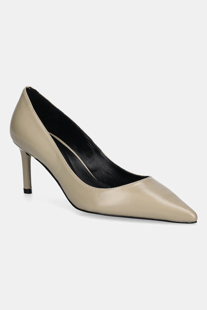 BOSS stilettos de piele Gracey culoarea bej, 50548540