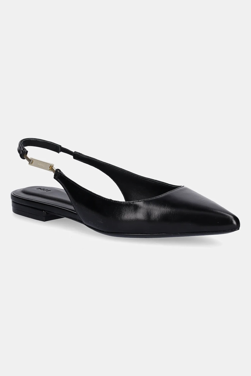 BOSS balerini de piele Gracey culoarea negru, cu toc deschis, 50548586