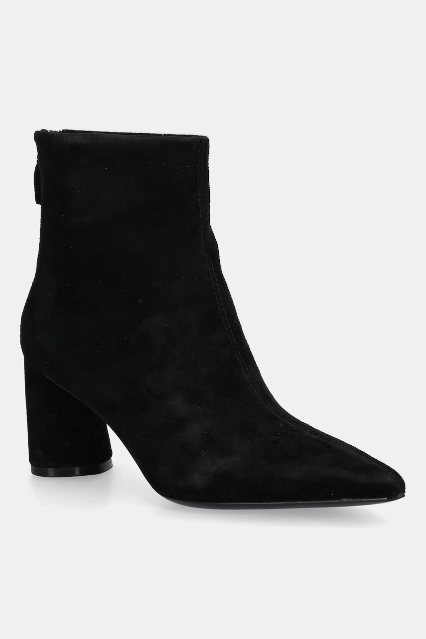 BOSS cizme din piele întoarsă Gracey culoarea negru, cu toc drept, 50548812