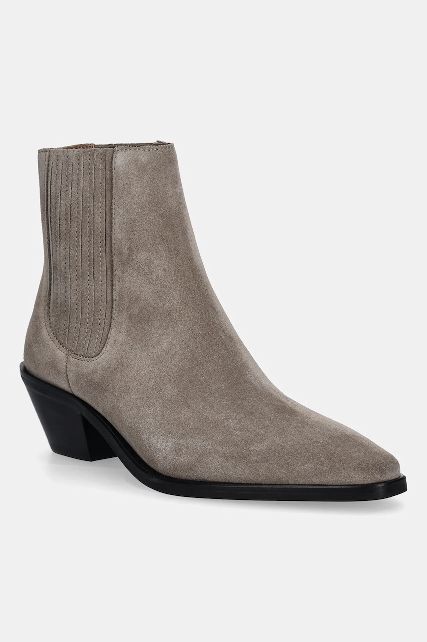 BOSS botine din piele întoarsă Niara culoarea maro, cu toc drept, 50548781