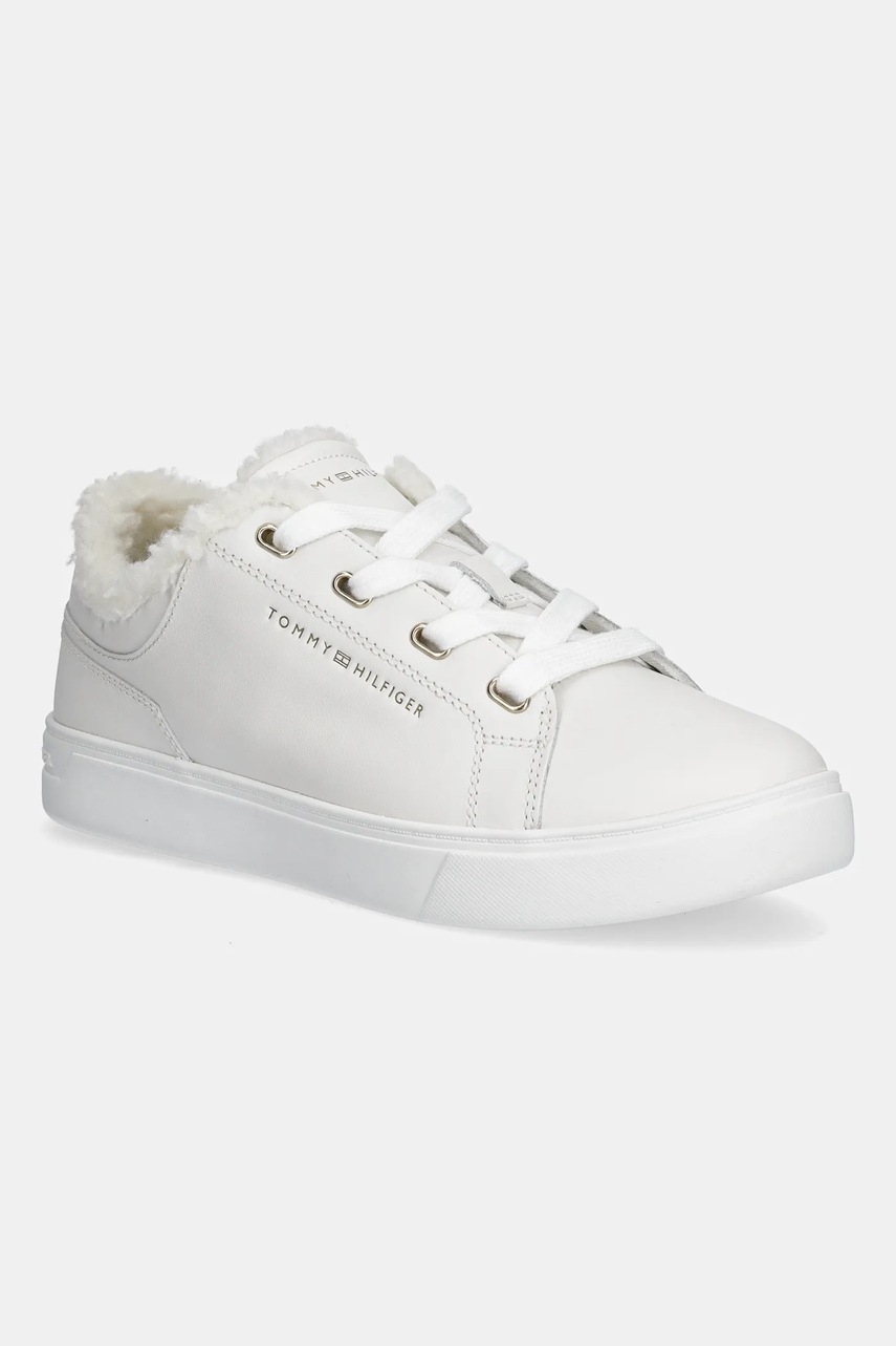 Levně Kožené tenisky Tommy Hilfiger CASUAL CUPSOLE SNEAKER WL dámské, bílá barva, FW0FW08824