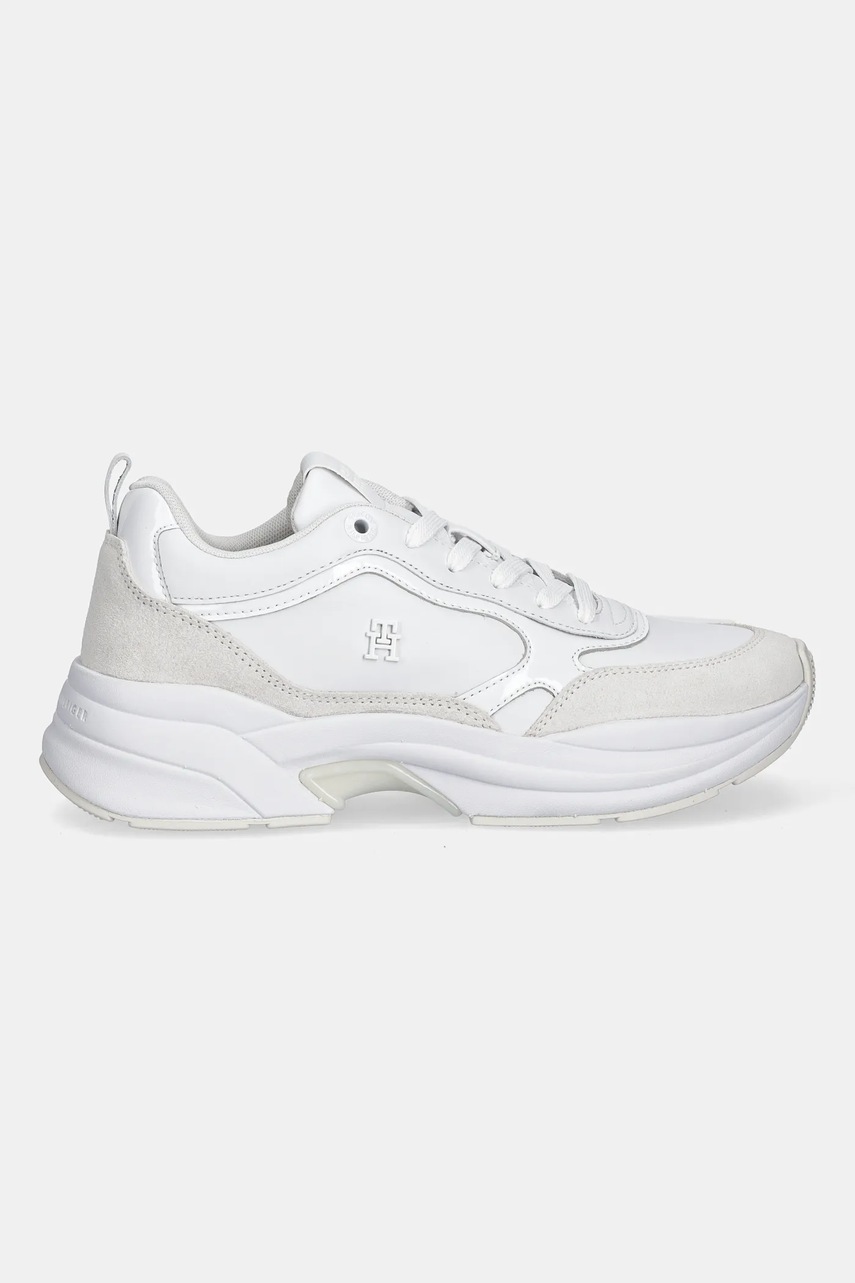 Кожаные кроссовки Tommy Hilfiger TH CHUNKY RUNNER PATENT цвет белый FW0FW08840 Кожаные кроссовки Tommy Hilfiger TH CHUNKY RUNNER PATENT цвет белый FW0FW08840